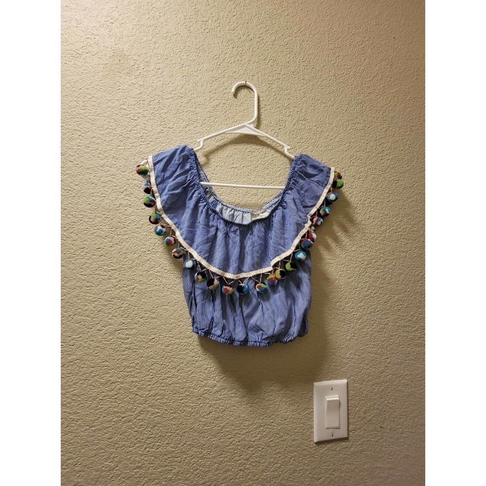 Lucy Love Striped Off The Shoulder Crop Top Size Small